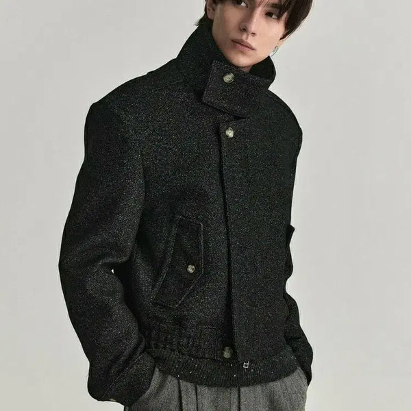 [BUNJANG] Waveness High Neck Jacket Black Size 1 / 웨이비니스 하이넥 자켓 블랙 1사이즈