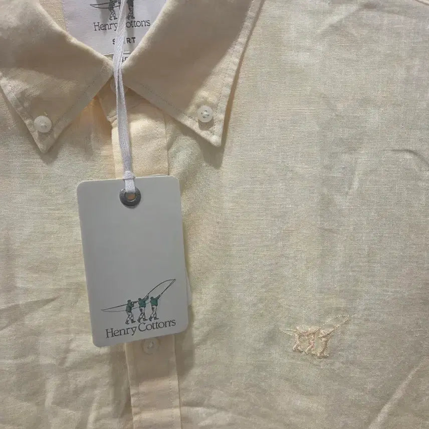 [BUNJANG] Henry Cotton's Linen Shirt Yellow Size 100 / [새상품] 헨리코튼 로고 린넨 셔츠