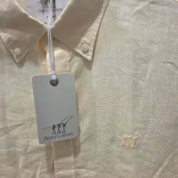 [BUNJANG] Henry Cotton's Linen Shirt Yellow Size 100 / [새상품] 헨리코튼 로고 린넨 셔츠