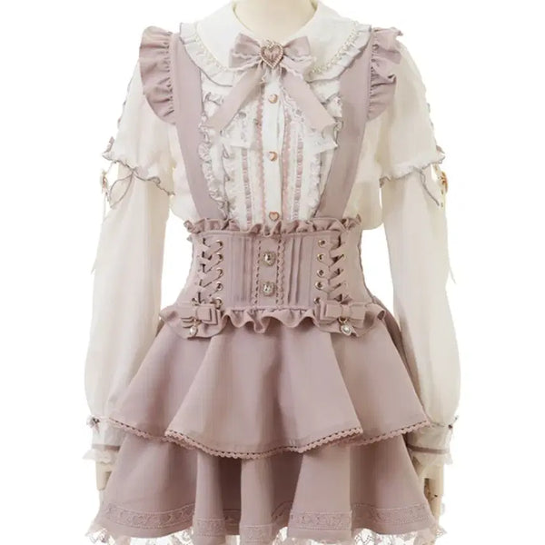 [BUNJANG] Lizlisa Suspender Tiered Skirt Pink / 리즈리사 서스펜더 티어드 스커트 핑크 양산형 지뢰계