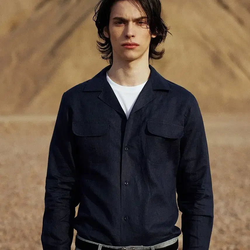 [BUNJANG] Savage Cuban Linen Shirt Navy L / 세비지 savage 큐반 린넨 셔츠 네이비 L