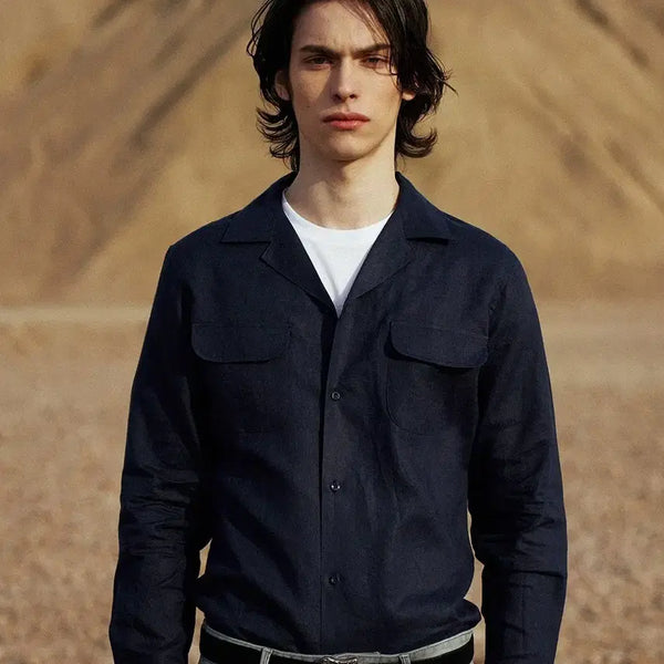 [BUNJANG] Savage Cuban Linen Shirt Navy L / 세비지 savage 큐반 린넨 셔츠 네이비 L
