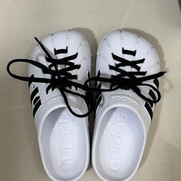 [BUNJANG] Adidas Adilette Clog White Black / 아디다스 아딜렛 클로그 화이트 블랙 225