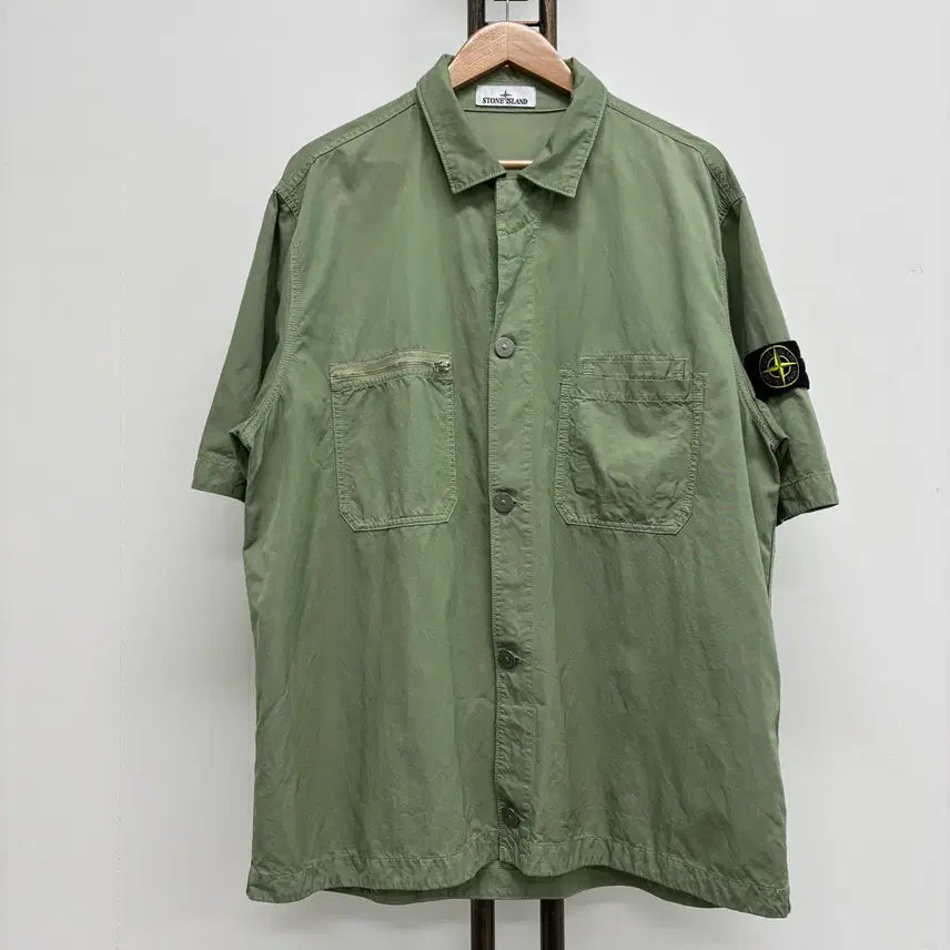 [BUNJANG] Stone Island Sage Green Pocket Short Sleeve Shirt XL / [XL]스톤아일랜드 포켓 반팔 셔츠