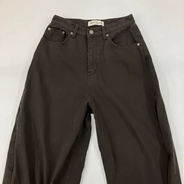 [BUNJANG] Develop Denim Wide Pants Brown / 디벨롭 데님 와이드 팬츠 브라운