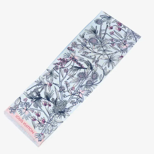 [BUNJANG] Louis Vuitton Flower Drawing Pastel Blue Scarf / (정품)루이비통 플라워 드로잉 파스텔블루 스카프