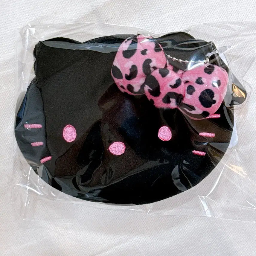 [BUNJANG] Sanrio Hello Kitty Pouch Keyring (Black, Leopard Ribbon) / 산리오 헬로키티 파우치 키링(블랙 핑크 레오파드 리본)