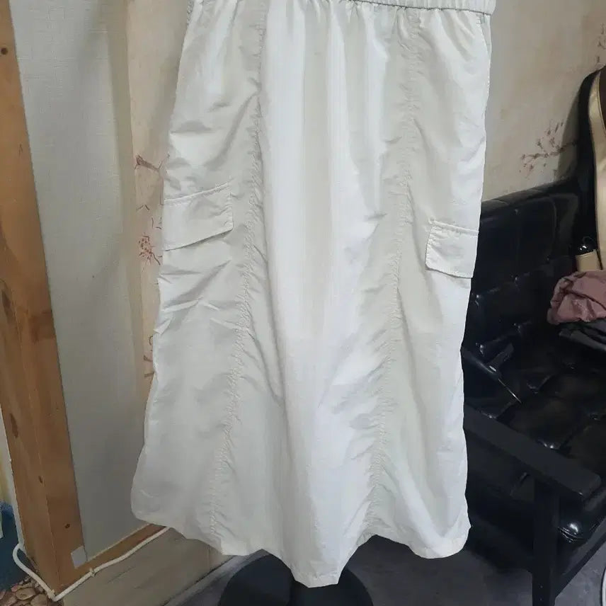 [BUNJANG] Topten White Cargo Long Skirt M / 톱텐 화이트 카고   여름 롱 스커트 M