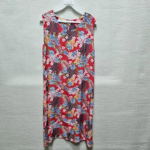 [BUNJANG] Floral Print Sleeveless Long Dress / z098 인견 민소매 롱 원피스