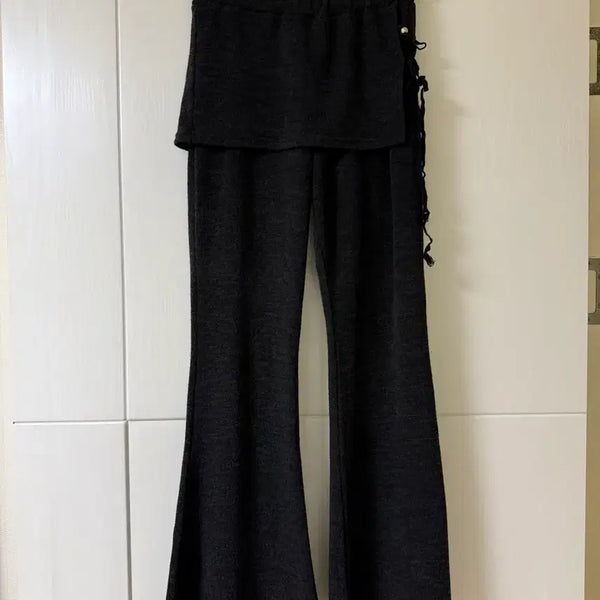 [BUNJANG] Bonnae String Skirt Layered Pants Black / Bonnae 본네 스트링 스커트 팬츠 블랙