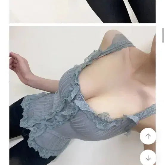 [BUNJANG] Gray Ruffle Lace Camisole / 그레이 프릴 레이스 나시
