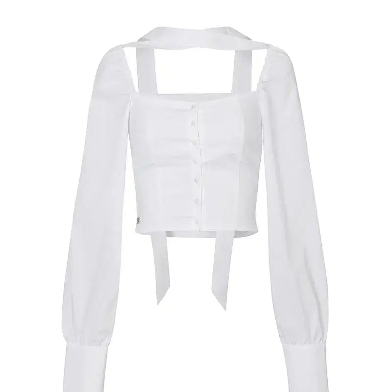 [BUNJANG] PAIN OR PLEASURE Bianca Square Neck Blouse White / 페인오어플레져 비앙카 스퀘어넥 블라우스 BIANCA