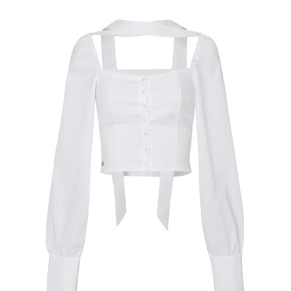 [BUNJANG] PAIN OR PLEASURE Bianca Square Neck Blouse White / 페인오어플레져 비앙카 스퀘어넥 블라우스 BIANCA