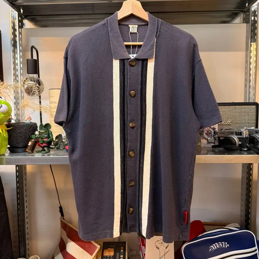 [BUNJANG] 90s Rockabilly Style Short-Sleeve Knit Cardigan (L) / 로커빌리 90S 추정 반팔 니트 가디건 L