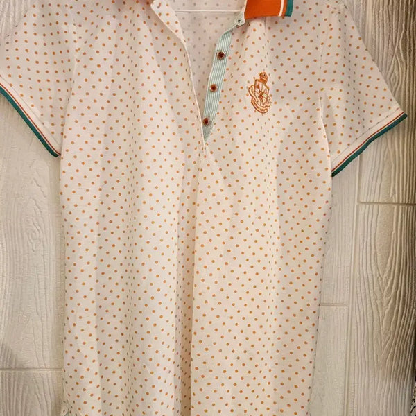 [BUNJANG] 95ZISHON Sports White Orange Dot Polo T-Shirt / 여95zishon sports 흰색 주황색 도트 카라티