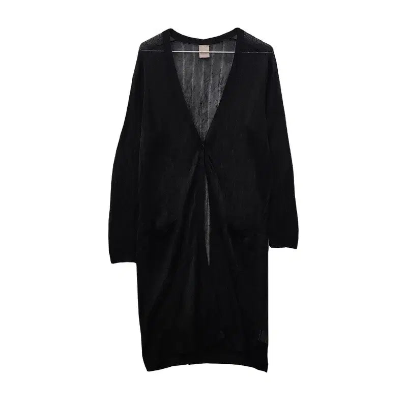 [BUNJANG] JENA Minimal Slim Black Long Tunic Cardigan XL / JENA 빈티지 미니멀 슬림 블랙 롱 튜닉 가디건 XL
