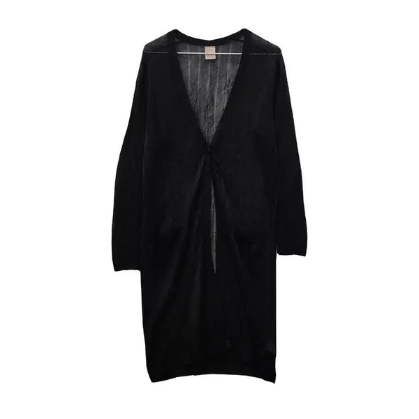 [BUNJANG] JENA Minimal Slim Black Long Tunic Cardigan XL / JENA 빈티지 미니멀 슬림 블랙 롱 튜닉 가디건 XL