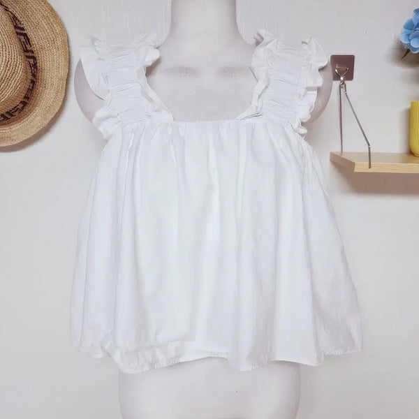 [BUNJANG] Zara Black Label Cropped Blouse White / 자라 크롭나시 블랙라벨 블라우스 55 화이트