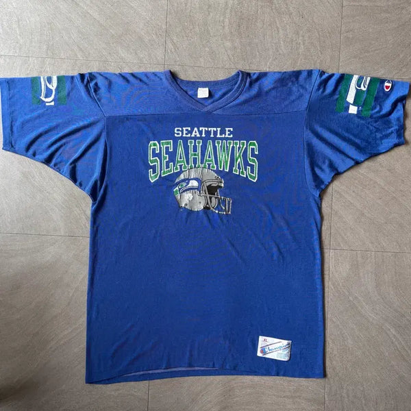 [BUNJANG] 80s Champion Blue Jersey T-Shirt XL / 80년대 미국 생산 챔피온 블루 져지 티셔츠
