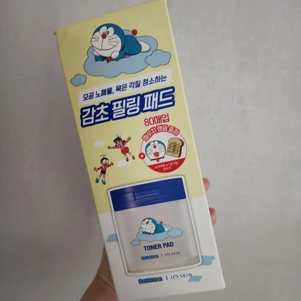 [BUNJANG] It's Skin Doraemon Anki-Pan Pouch & Pad Limited Edition Set / 잇츠스킨 도라에몽 암기빵 파우치 패드 기획 세트