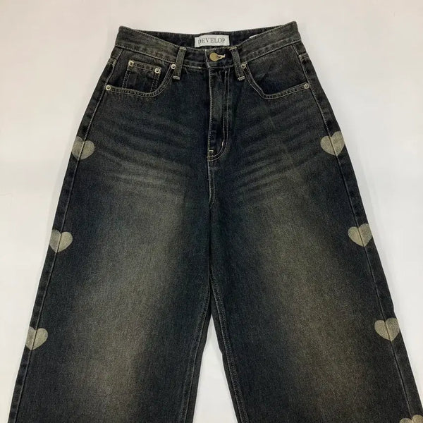 [BUNJANG] DEVELOP Heart Pattern Denim Pants / DEVELOP 하트 패턴 데님 팬츠