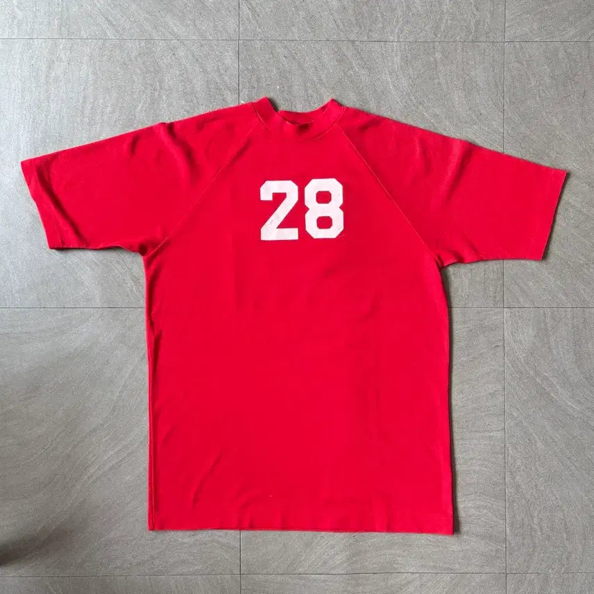 [BUNJANG] Champion 80s Red Jersey T-Shirt / 80년대 미국 생산 챔피온 레드 져지 티셔츠