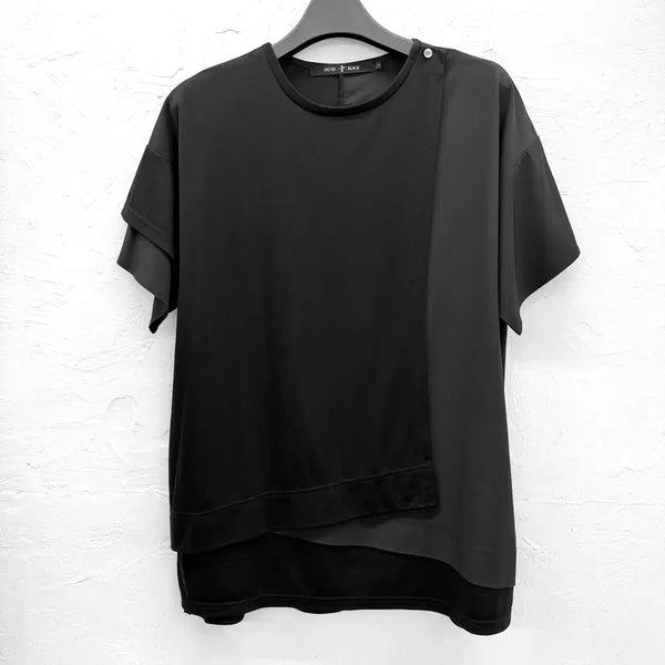 [BUNJANG] no id black Asymmetrical Layered Wrap T-shirt / no id black 비대칭 레이어드 랩 티셔츠