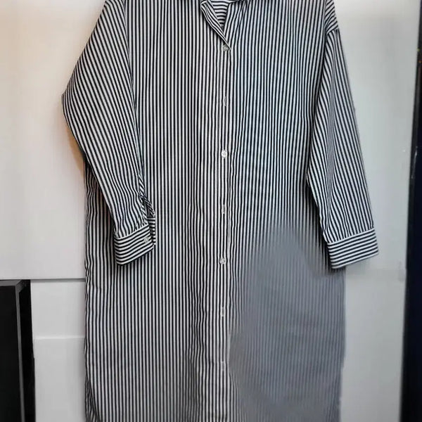 [BUNJANG] Vertical Stripe Shirt Dress / 세로 스트라이프 셔츠 원피스