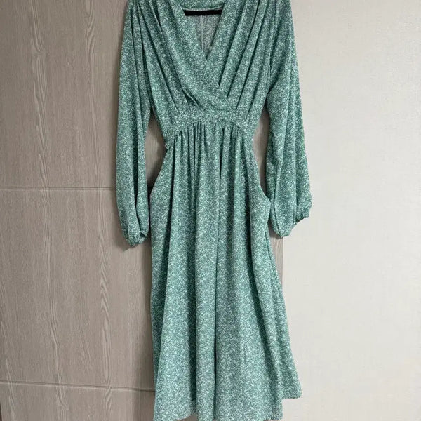 [BUNJANG] Mint Pattern Long Dress / 민트 패턴 롱 원피스