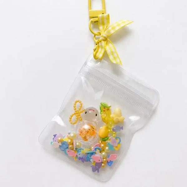 [BUNJANG] Charmings Handmade Beaded Pouch Shaker Keychain (Glow-in-the-Dark) / Yellow / [키링] 행운의 비즈 파우치 쉐이커 키링 (반짝반짝 야광)/ 옐로우