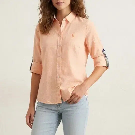 [BUNJANG] Hazzys Women's Linen 8-Sleeve Shirt (Size 85) / [85]헤지스 8부 소매 린넨 셔츠