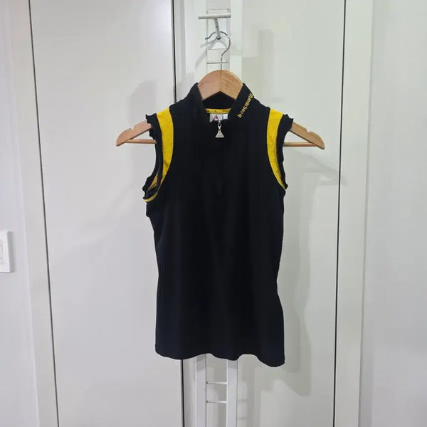 [BUNJANG] Le Coq Sportif Sleeveless Half-Zip Vest Black Yellow / 르꼬끄 스포르티브 민소매 반집업 블랙 옐로우