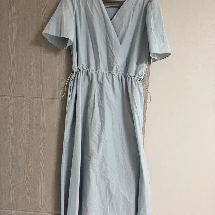 [BUNJANG] SEASONING Sky Blue Wrap Dress / SEASONING 하늘색 랩 면 원피스