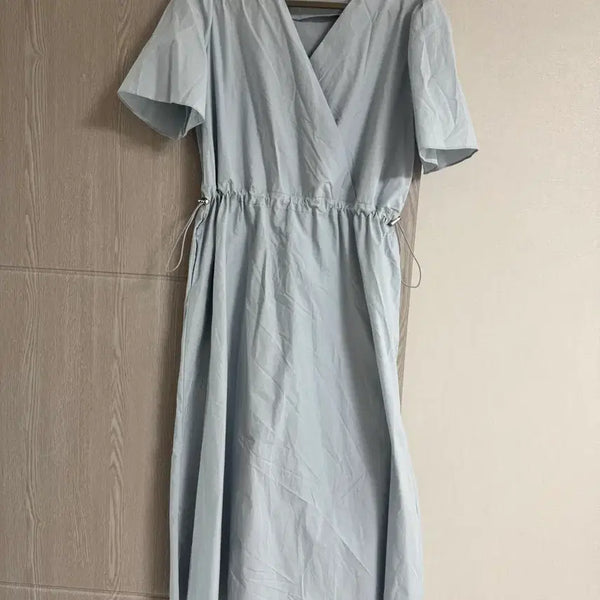 [BUNJANG] SEASONING Sky Blue Wrap Dress / SEASONING 하늘색 랩 면 원피스