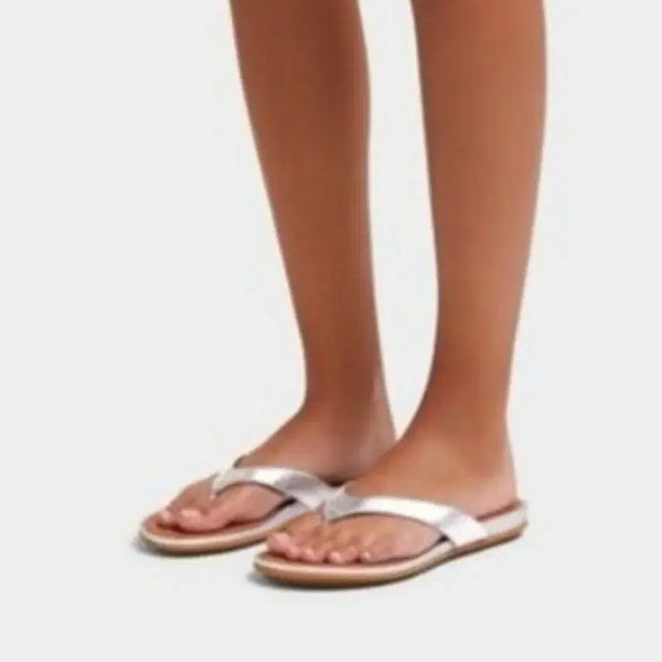 [BUNJANG] Fitflop Gracie Leather Silver Flip-Flops Size 250 / 새상품 핏플랍 그라시에 레더 실버 쪼리 250