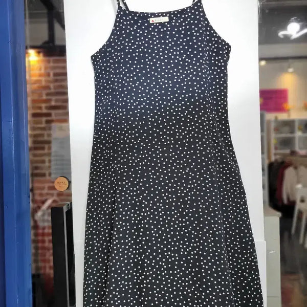[BUNJANG] Black Dot Sleeveless Long Dress / 블랙 도트 나시 원피스