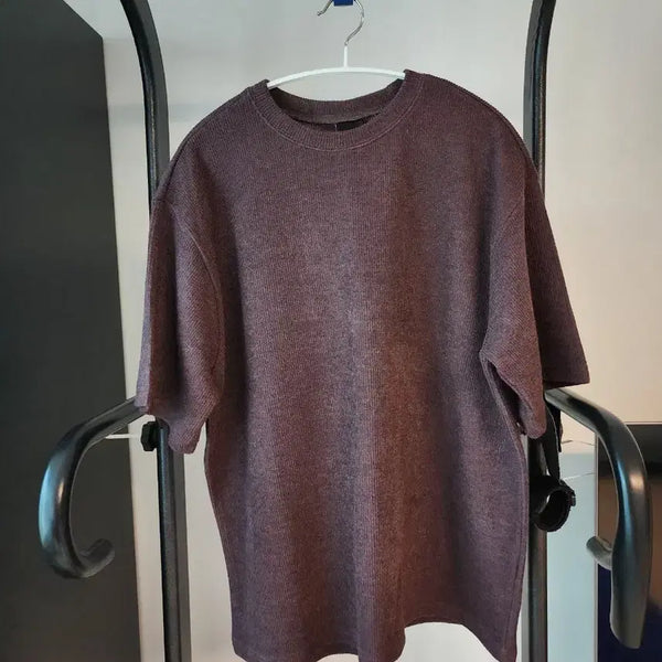 [BUNJANG] Ellioti Brown Knit Short Sleeve T-Shirt / (M/100)Ellioti 브라운 니트 반팔