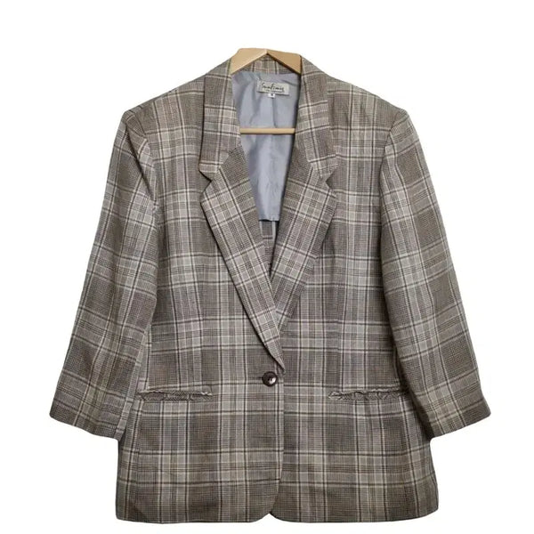 [BUNJANG] Vintage Check Blazer / JPN 빈티지 체크 베이지 블레이저 [M] 간절기 자켓 / 오버핏