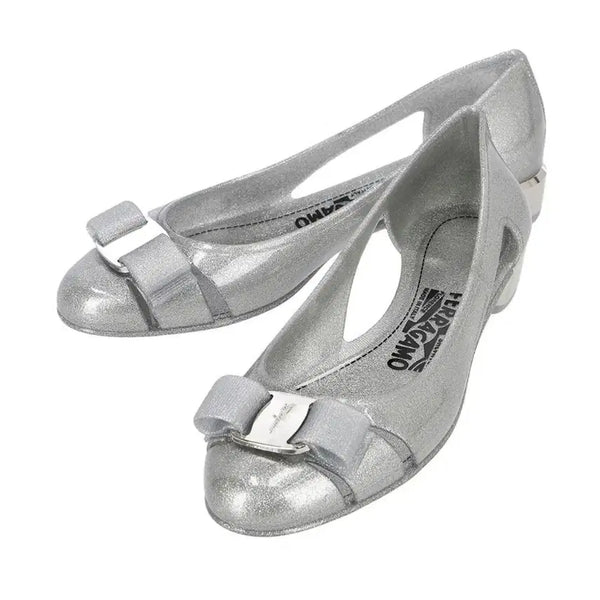 [BUNJANG] Salvatore Ferragamo Vara Bow Jelly Flats Silver Women's Pumps / 페라가모 젤리슈즈 바라 여성 펌프스 리본 실버 여름 명품 신발