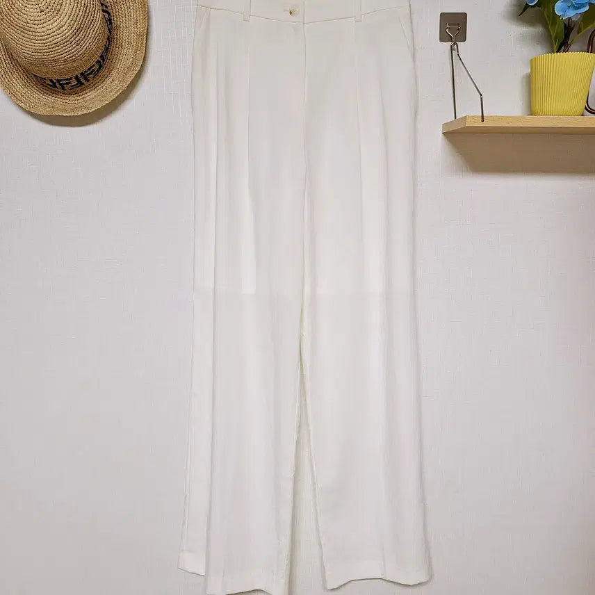 [BUNJANG] SHESMISS 23SS Silhouette Wide Back-Band Summer Pants Ivory / 쉬즈미스 23ss 실루엣 와이드뒷밴딩 썸머팬츠 55 아이보리
