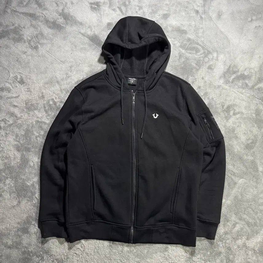 [BUNJANG] True Religion Black Mini Logo Fleece Hoodie Zip-Up XL / [XL] 트루릴리전 블랙 미니로고 기모 후드집업