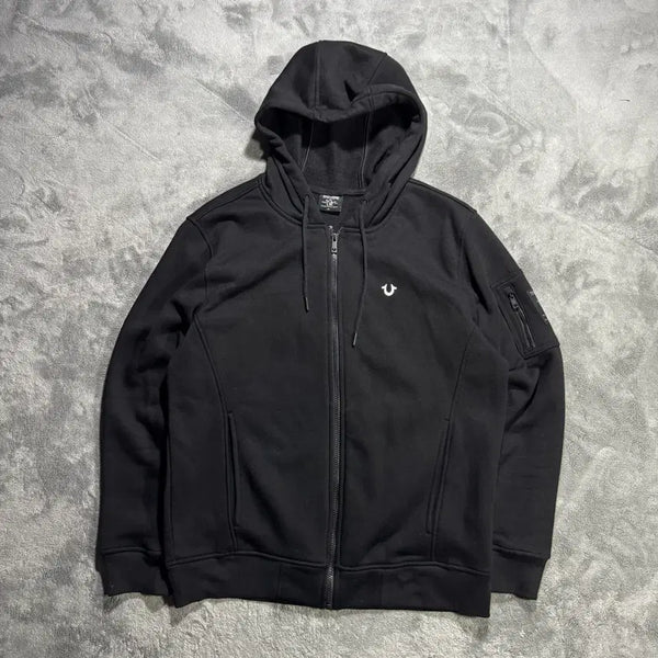 [BUNJANG] True Religion Black Mini Logo Fleece Hoodie Zip-Up XL / [XL] 트루릴리전 블랙 미니로고 기모 후드집업
