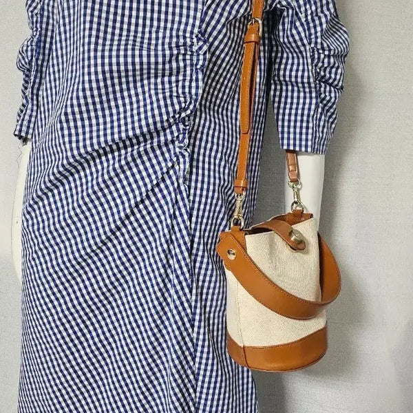 [BUNJANG] Blue Check Shirring Zipper Dress / 상태굿 파랑 체크 셔링 자크 원피스..