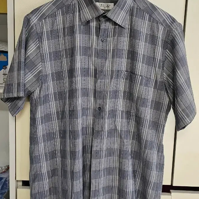 [BUNJANG] Indian Check Short Sleeve Shirt 100 / 인디안 체크 반팔 남방 셔츠100