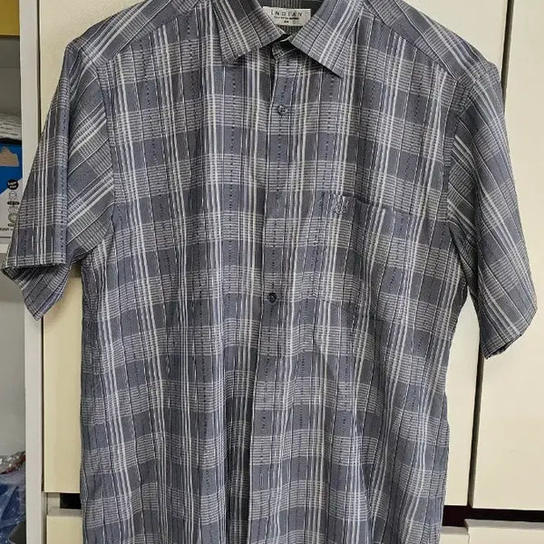 [BUNJANG] Indian Check Short Sleeve Shirt 100 / 인디안 체크 반팔 남방 셔츠100