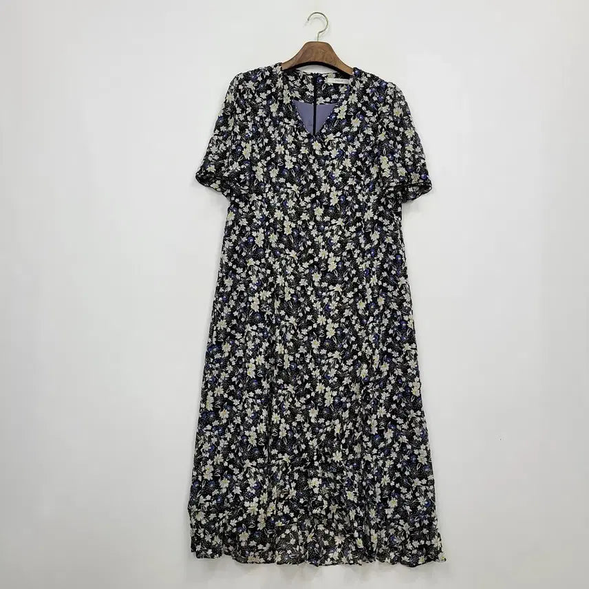 [BUNJANG] FRELIN Floral Puff Sleeve V-Neck Dress (Size 77) / 프렐린 꽃무늬 브이넥 퍼프 소매 원피스/77/앨리스/1765