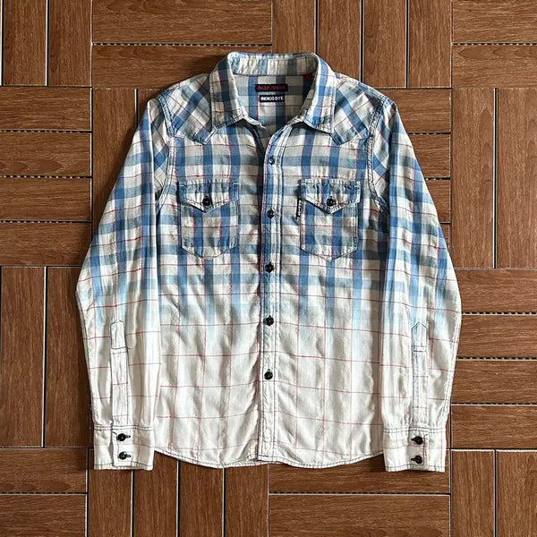 [BUNJANG] Blue Blue Japan Indigo Dye Check Western Shirt / 블루 블루 재팬 인디고 다이 체크 웨스턴 셔츠 1