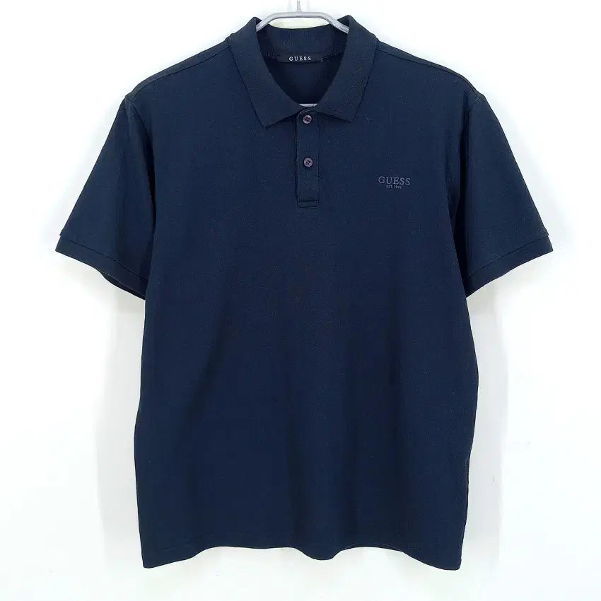 [BUNJANG] Guess Men's Summer Coated Logo Short Sleeve Polo Shirt Navy L / 게스 남성 여름 코팅로고 반팔카라티 네이비L (HU45642)