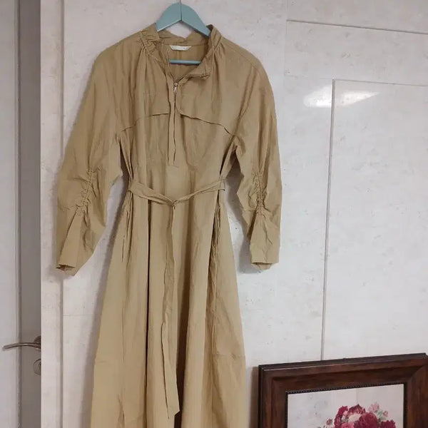 [BUNJANG] G-Cut Rayon Blend Trench Long Dress / 지컷 바스락 레이온 혼방 바스락 트렌치 롱원피스
