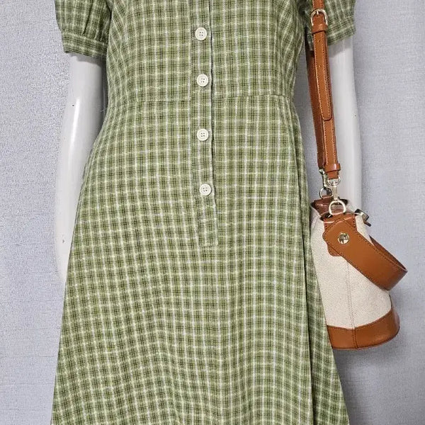 [BUNJANG] Green Checkered Dress / 상태굿 연두 체크 원피스